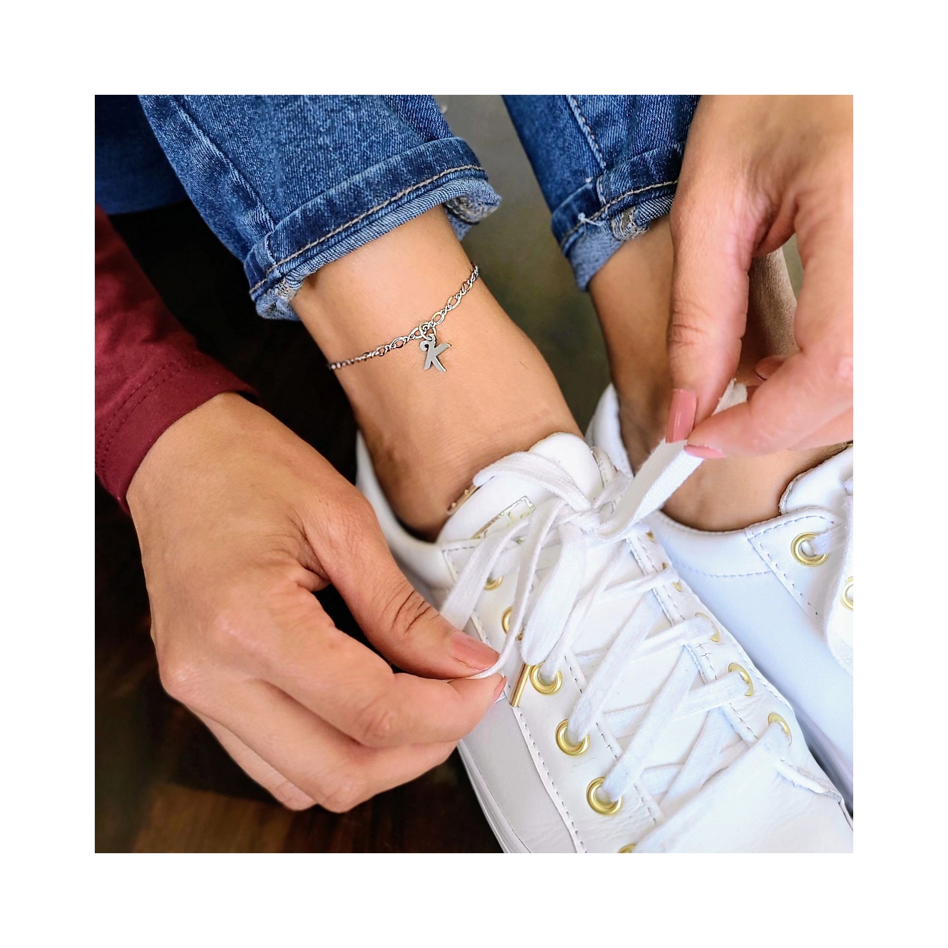 Small Script Initial Anklet - Image 3