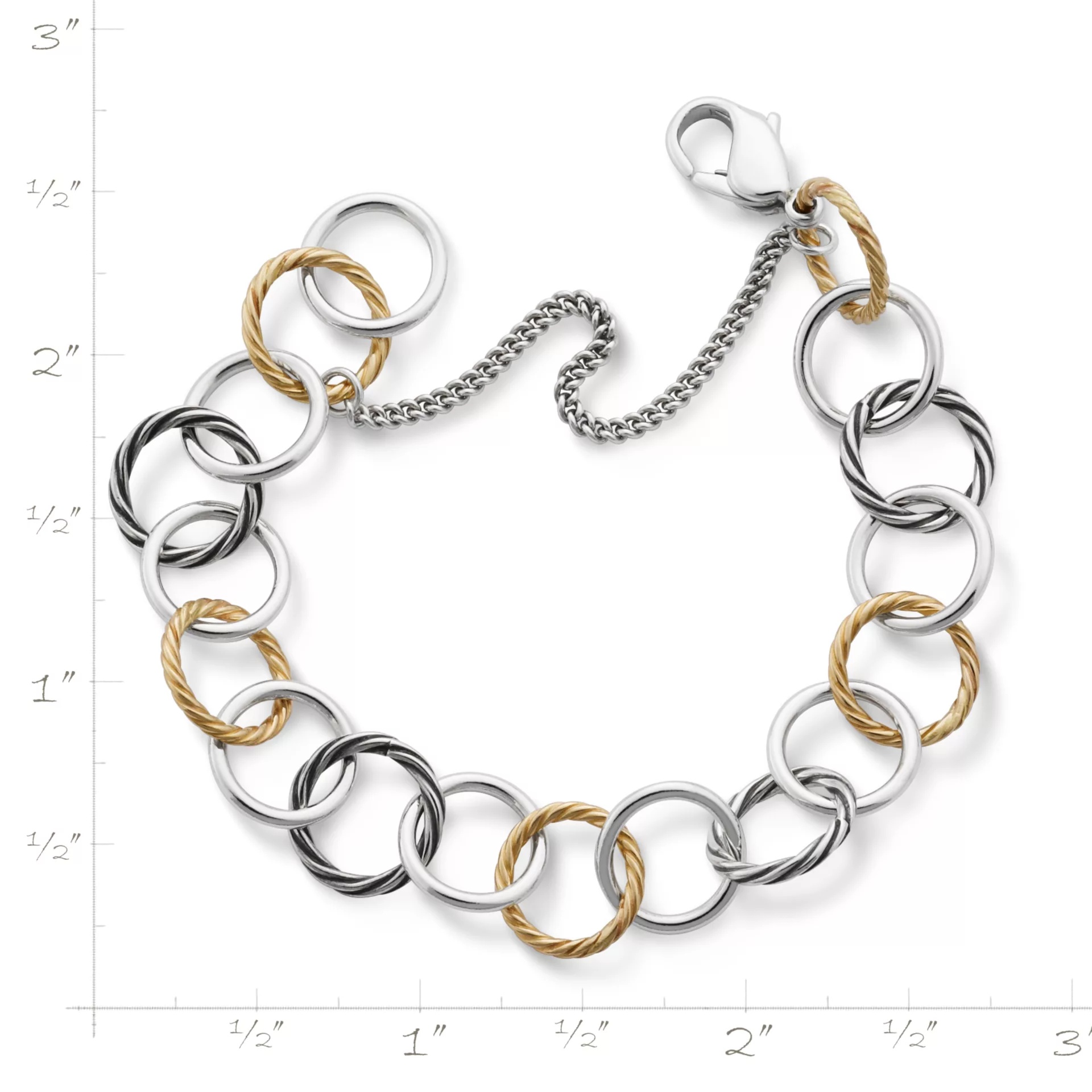 Gold and Silver Loops Charm Bracelet - Image 2