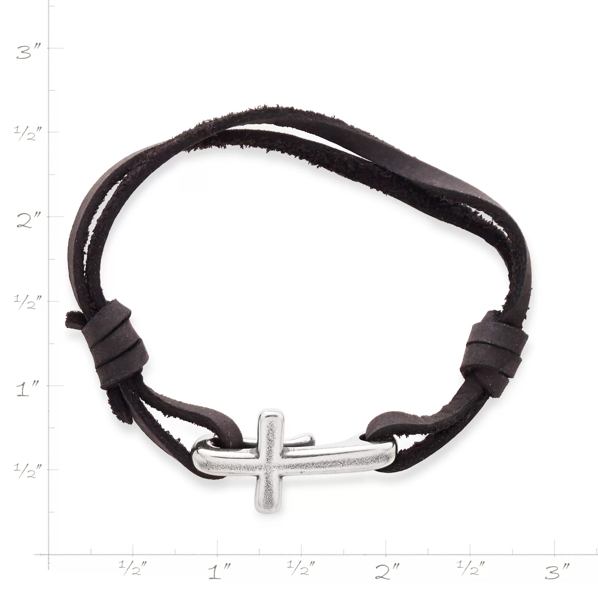 Cross Hook-On Leather Bracelet - Image 2