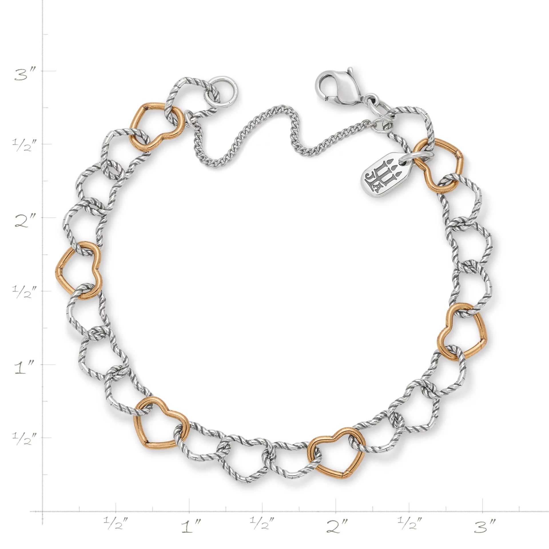 Twisted Wire Connected Hearts Charm Bracelet - Image 4