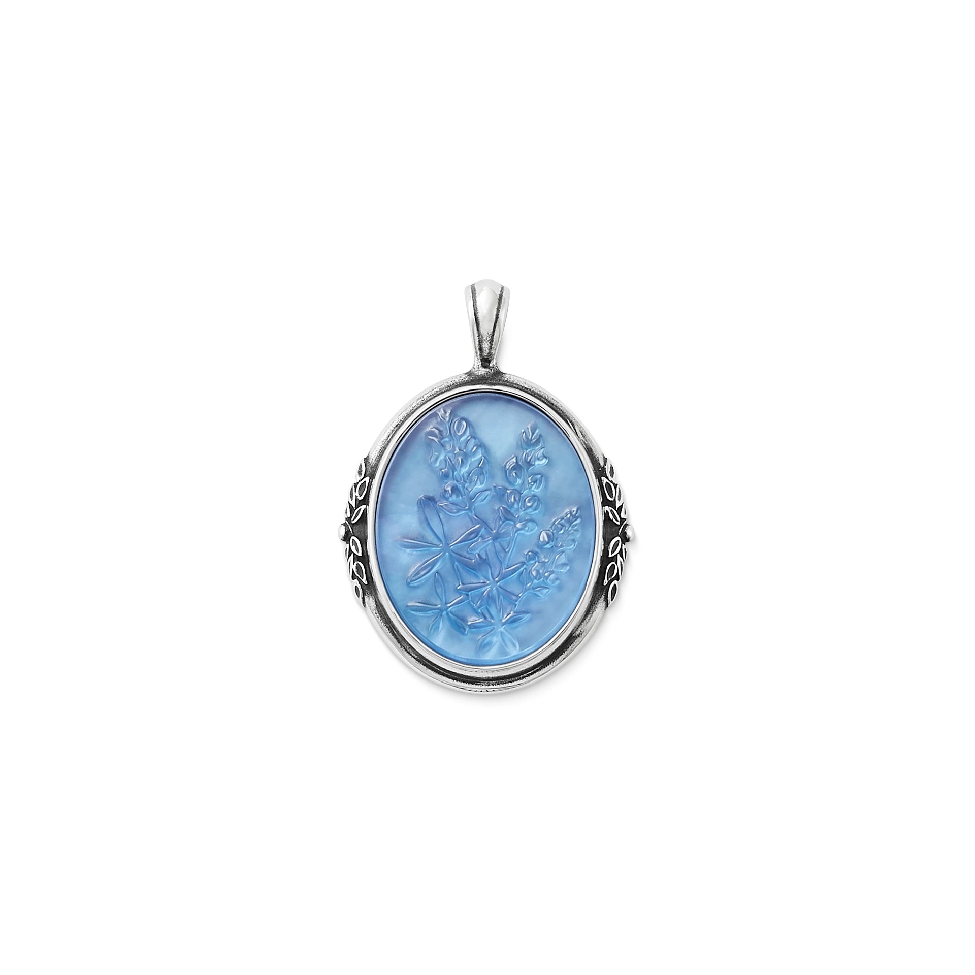 Sculpted Bluebonnet Layered Gemstone Pendant