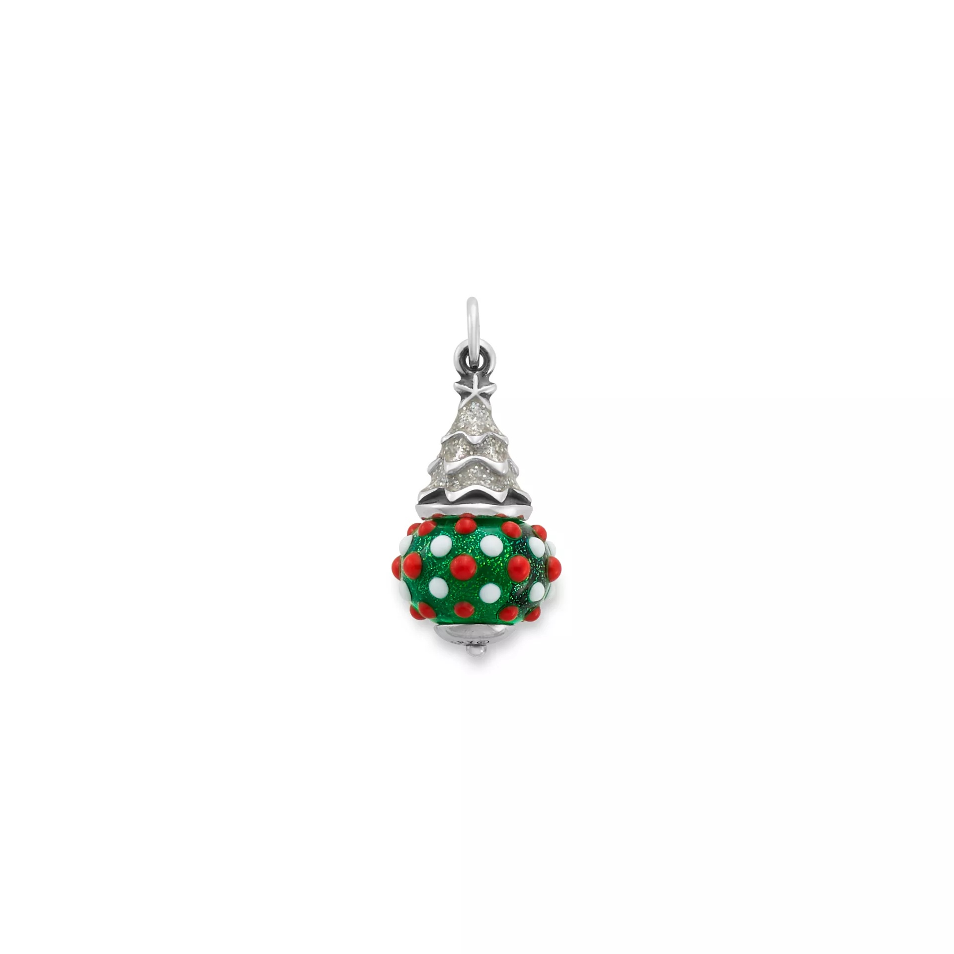 Enamel Glitter Christmas Tree Art Glass Charm