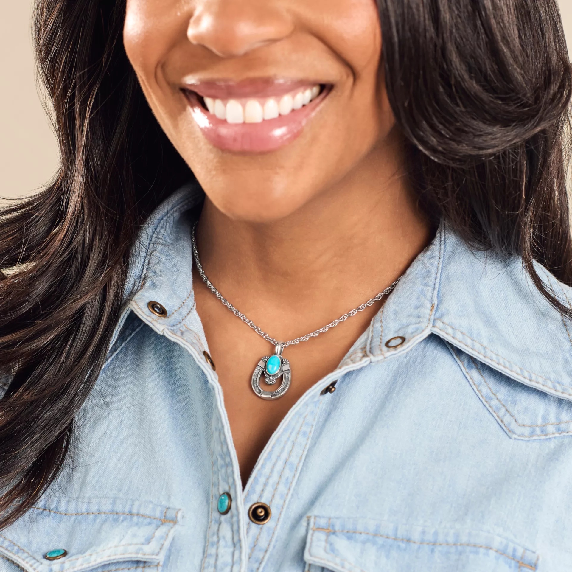 Western Horseshoe Gemstone Pendant - Image 3