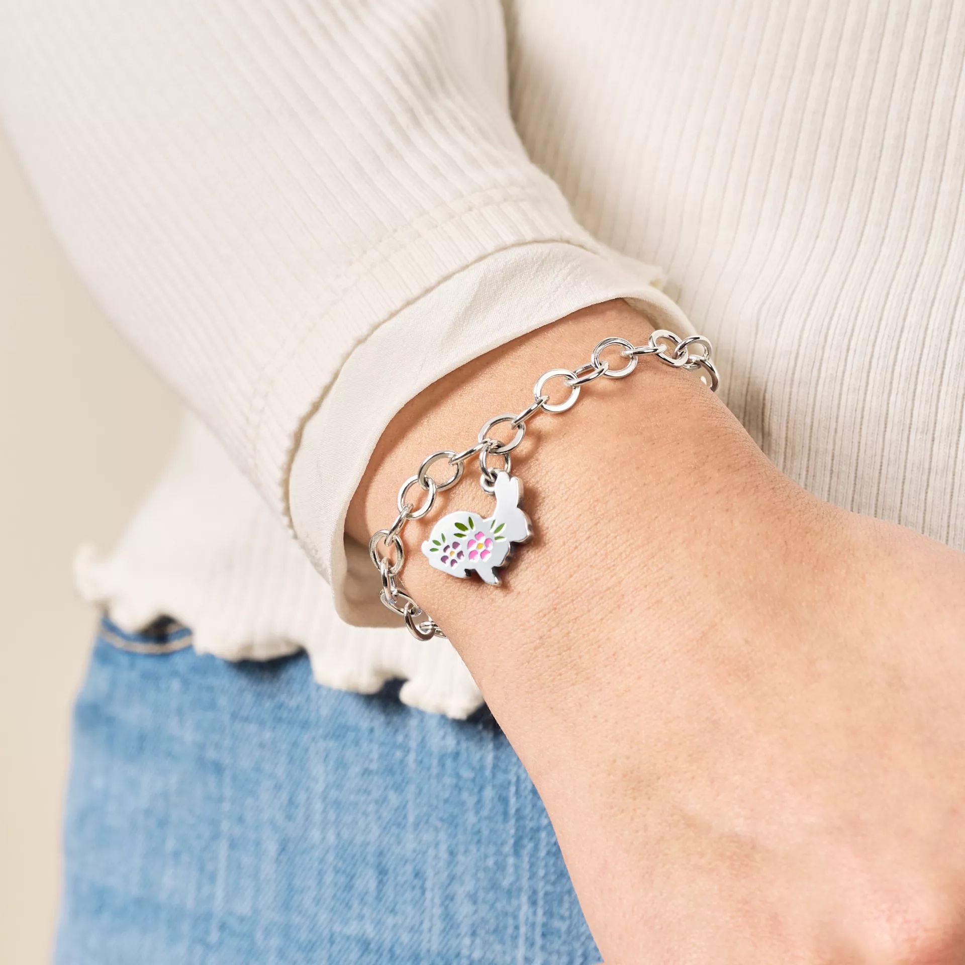 Enamel Floral Bunny Charm - Image 3