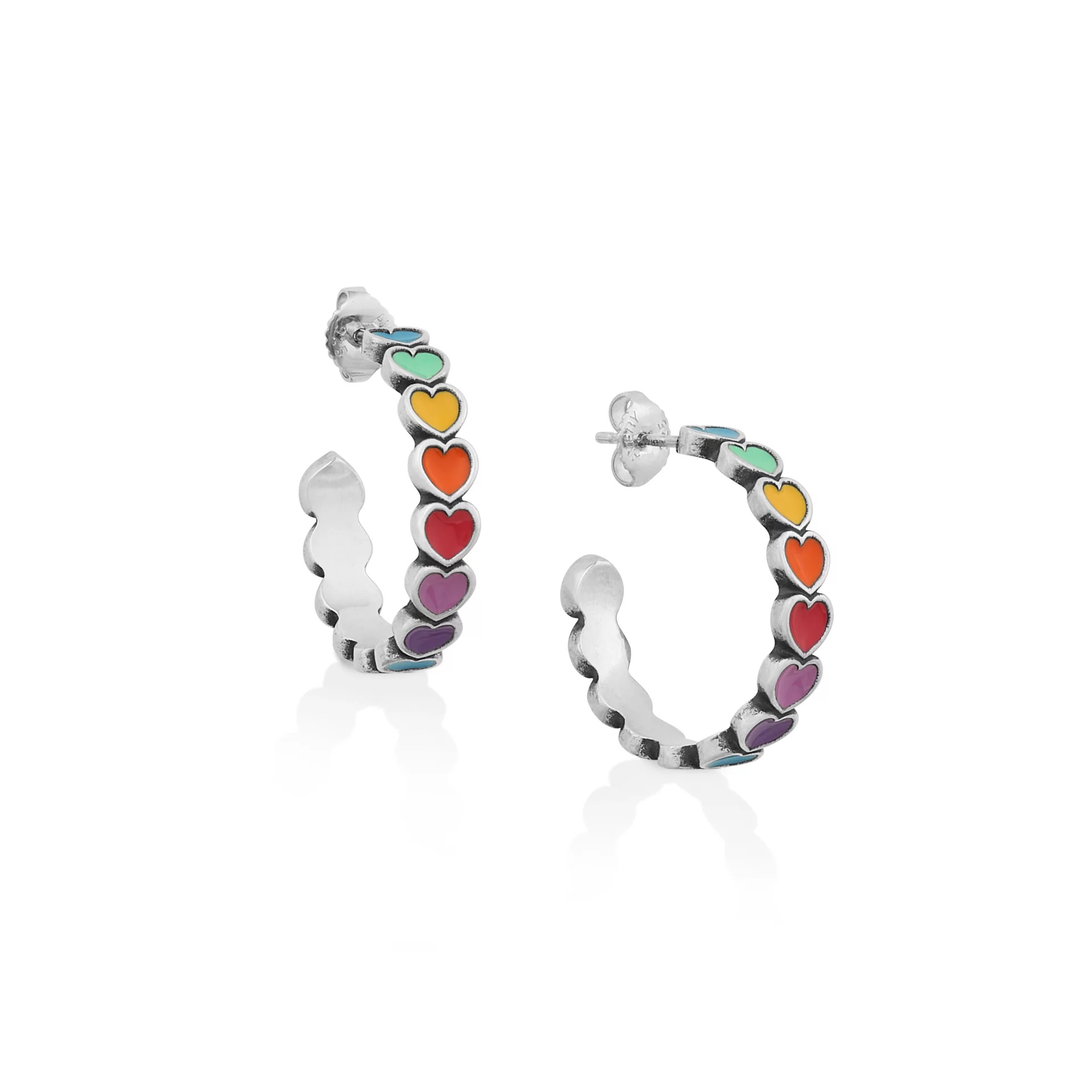 Enamel Connected Hearts Hoops