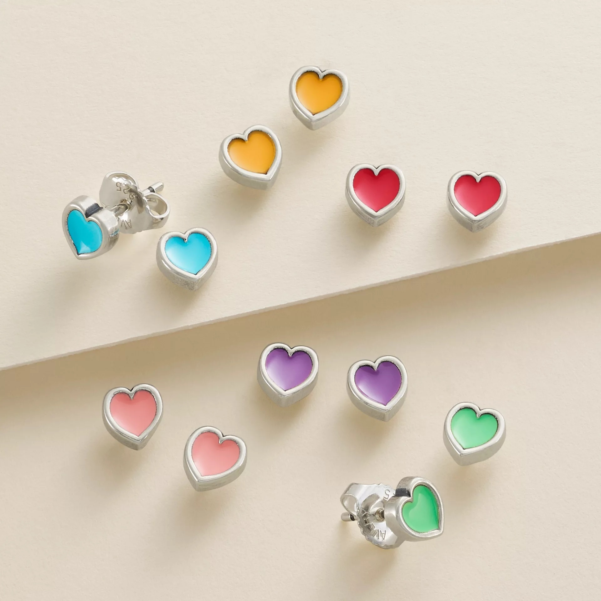 Enamel Connected Hearts Studs - Image 2