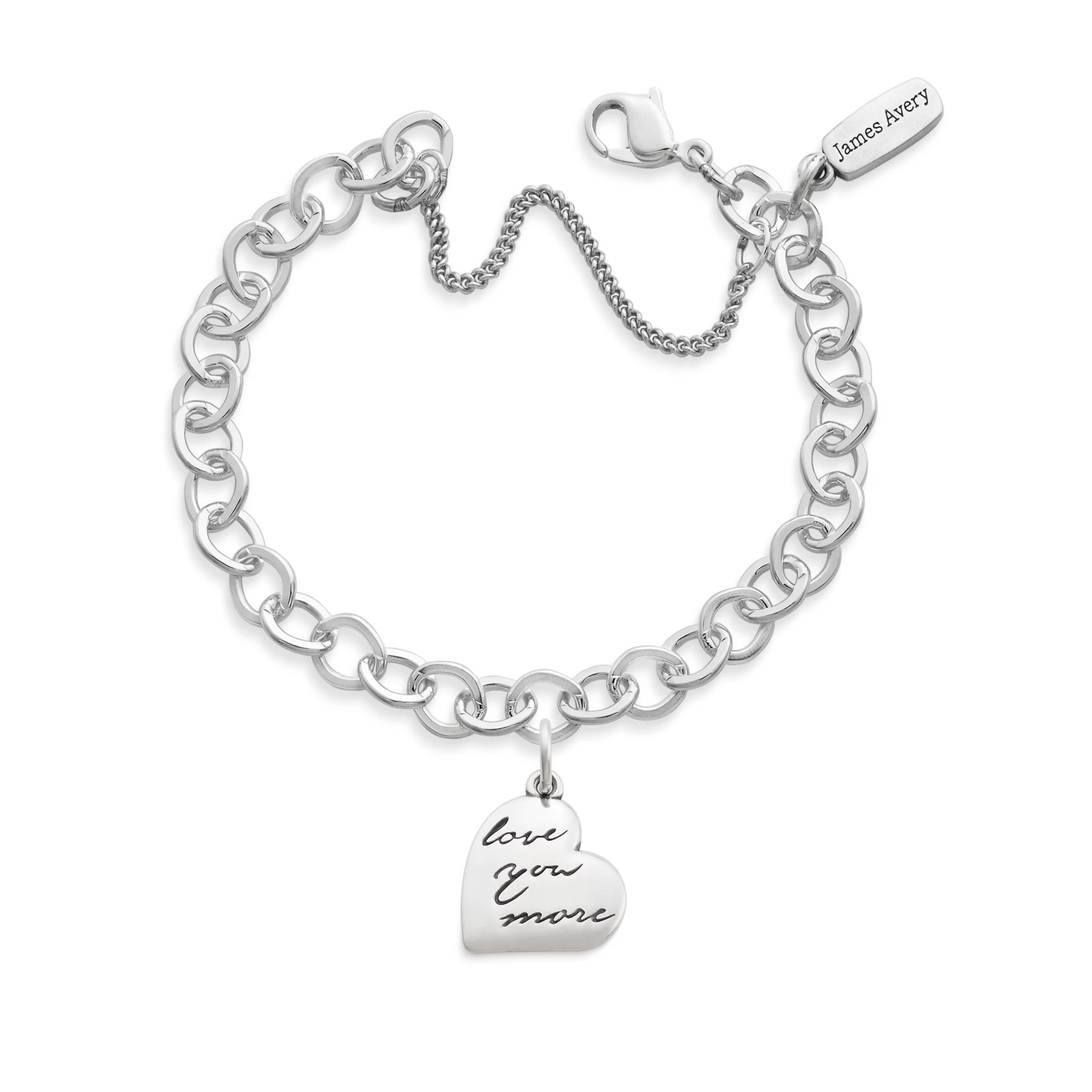 Love You More Charm on Forged Link Charm Bracelet