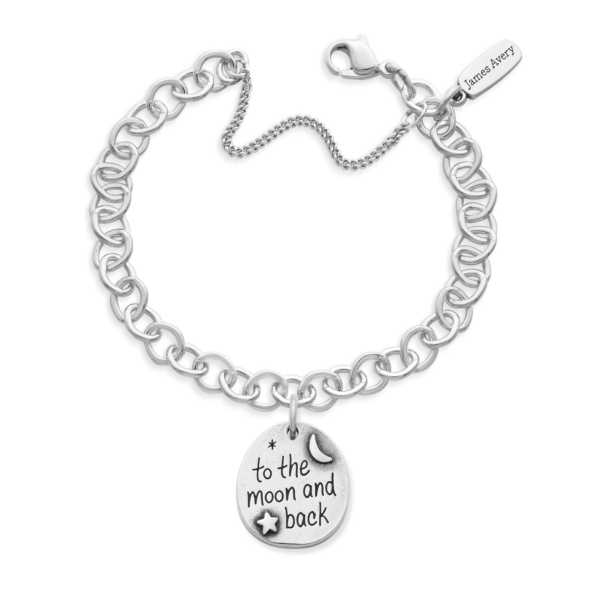 To the Moon and Back Charm on Forged Link Charm Bracelet