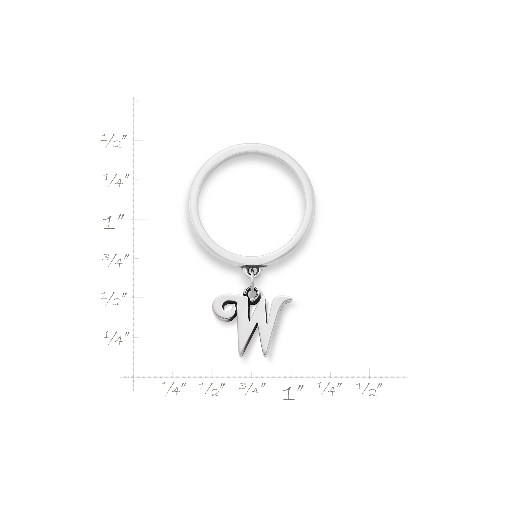 Small Script Initial Charm Dangle Ring - Image 2