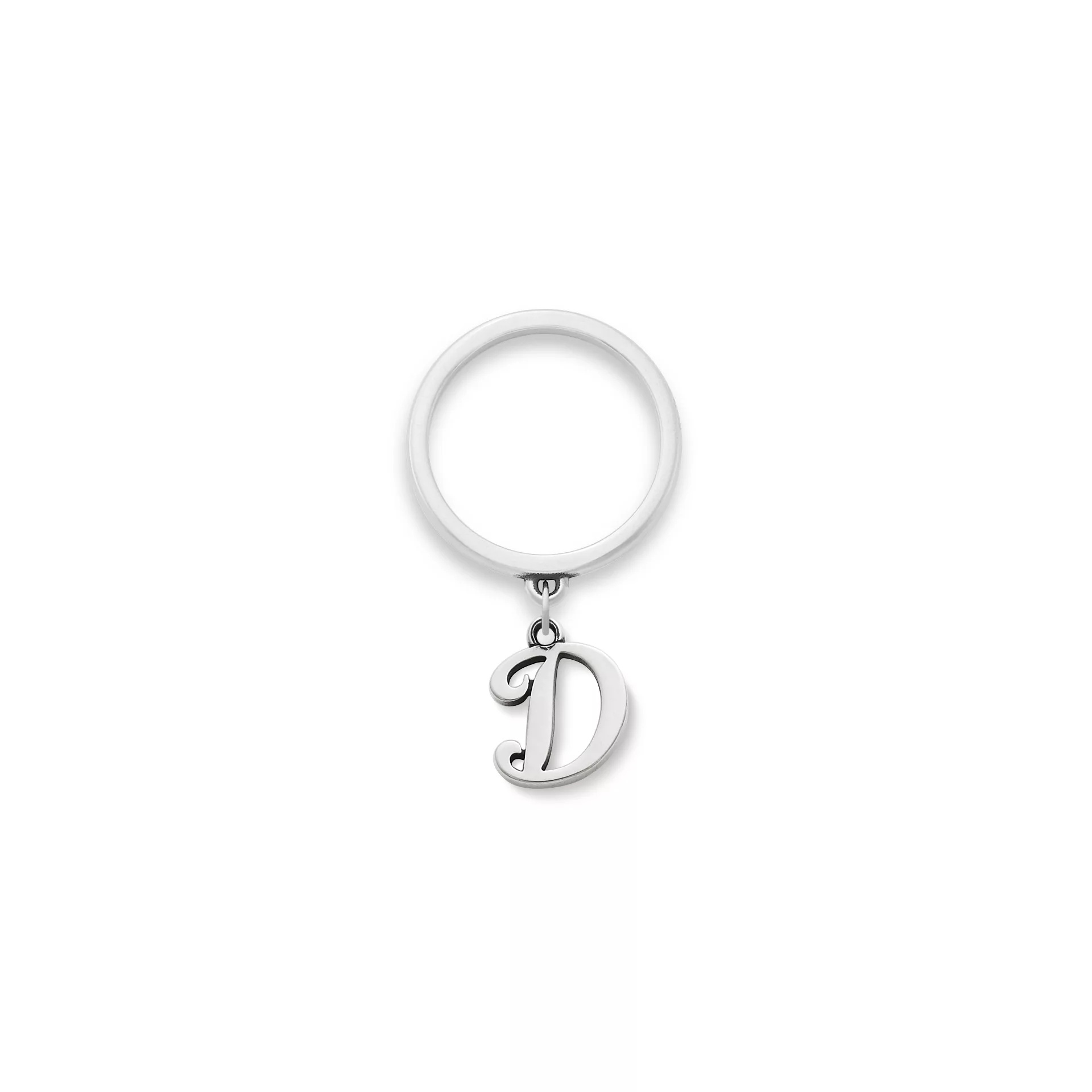 Small Script Initial Charm Dangle Ring