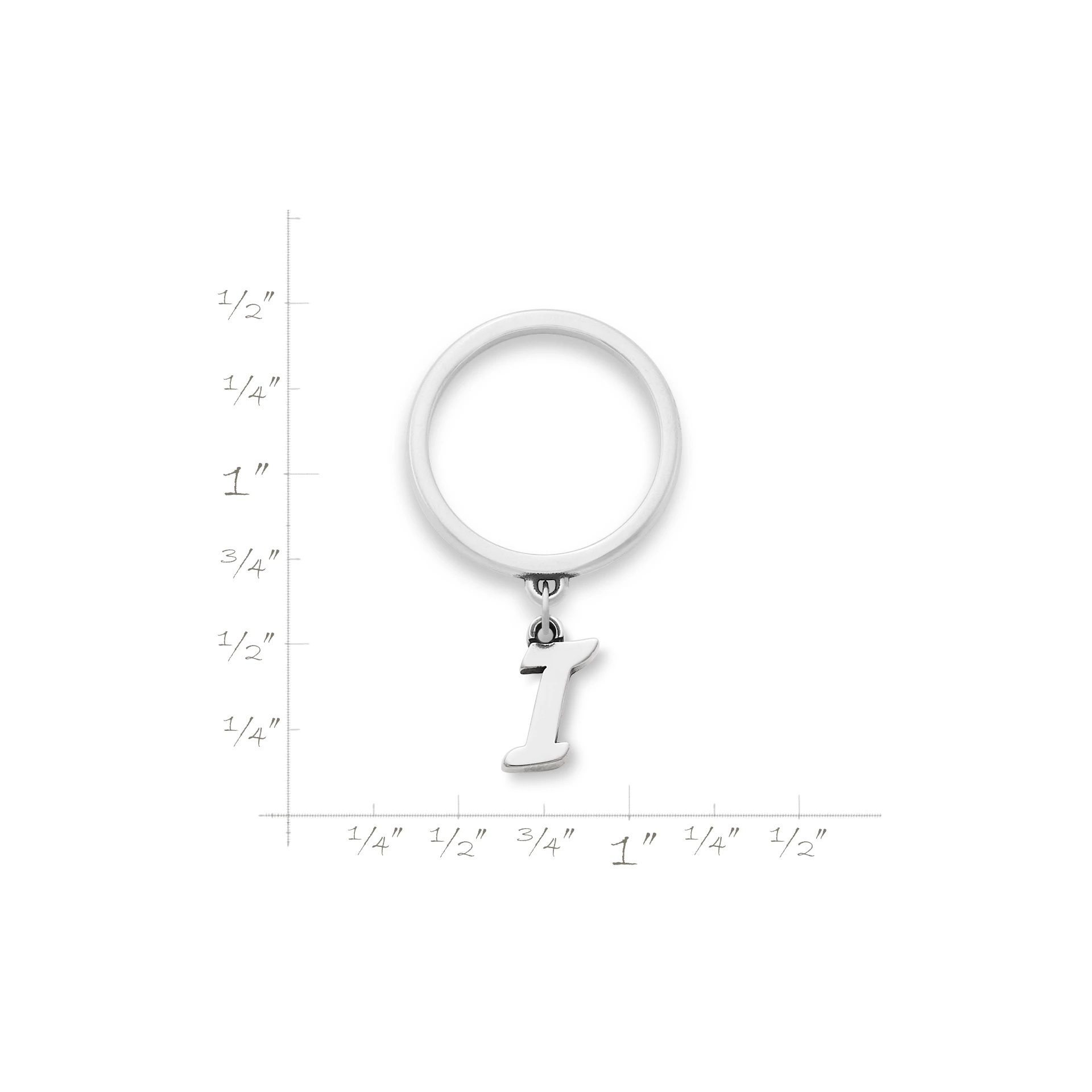 Small Script Initial Charm Dangle Ring - Image 2