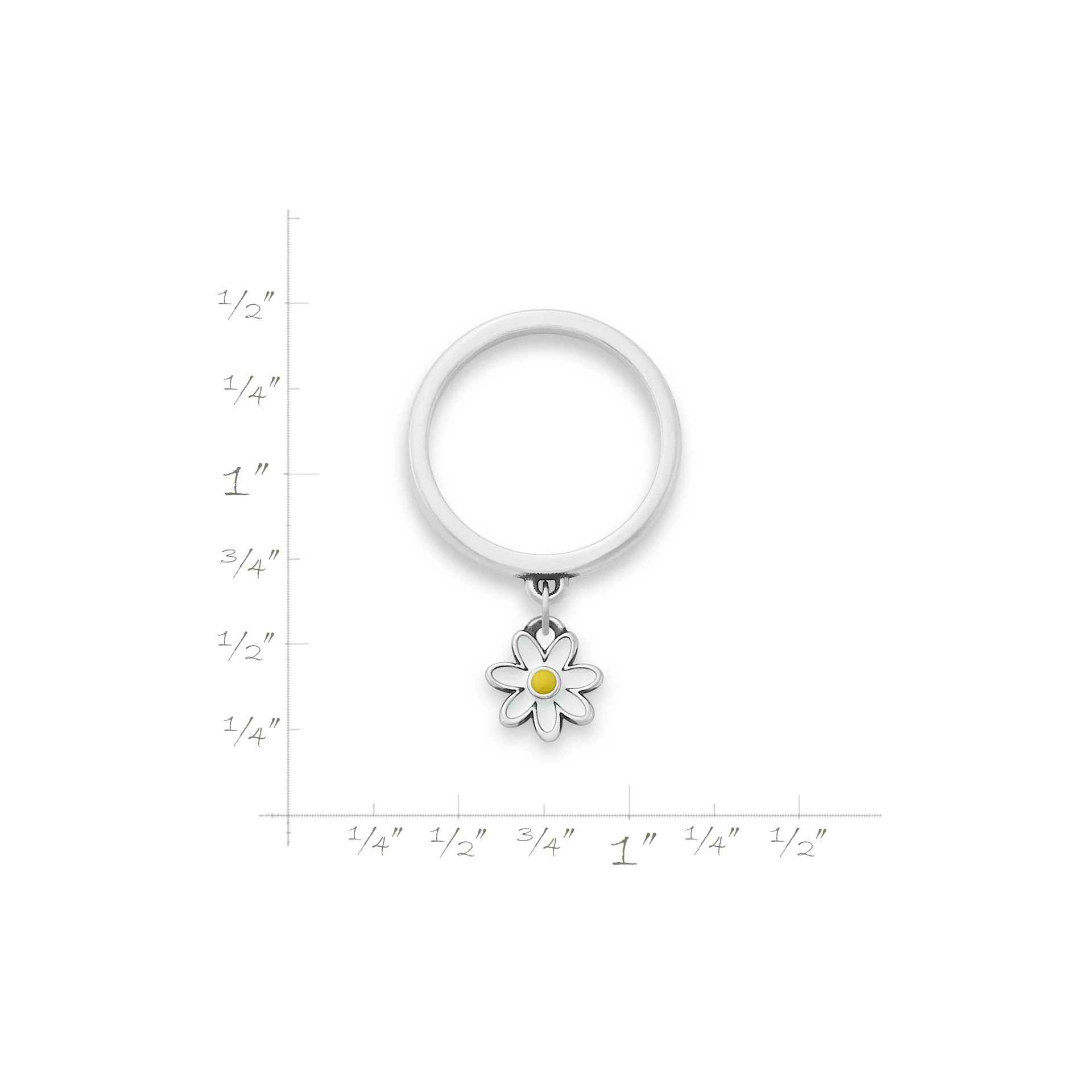 Enamel Mini Flower Charm Dangle Ring - Image 2