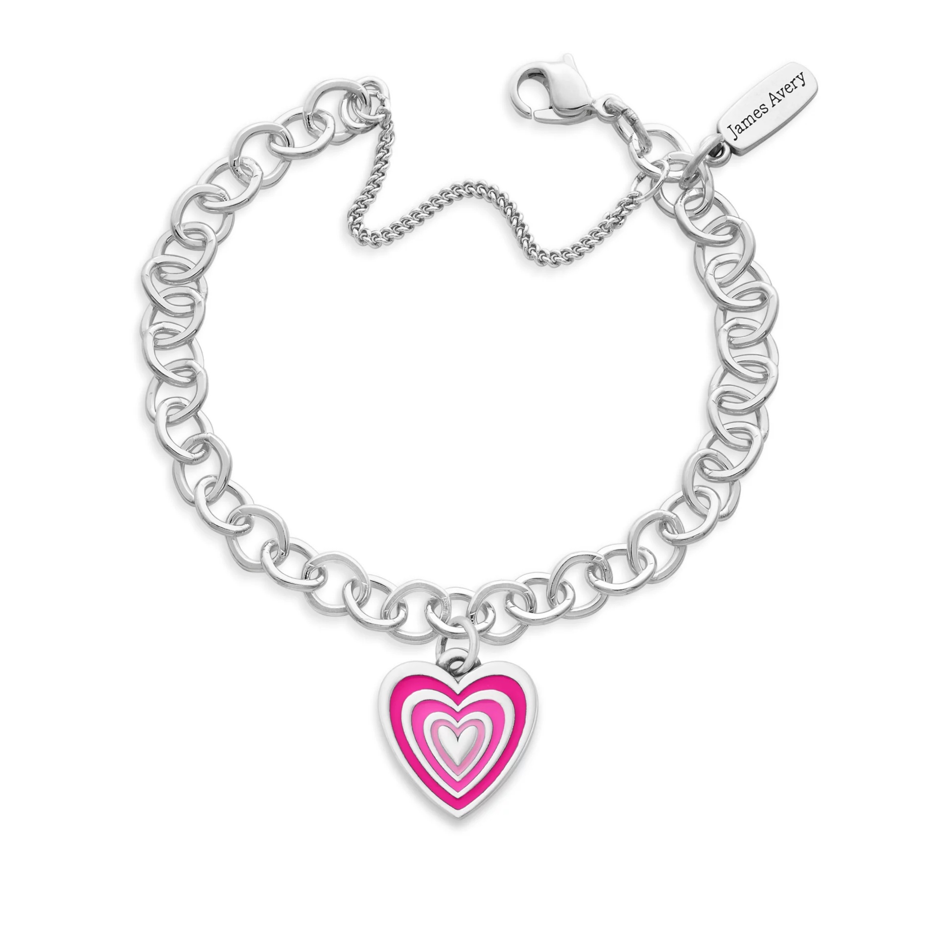 Enamel Radiant Heart Charm Bracelet