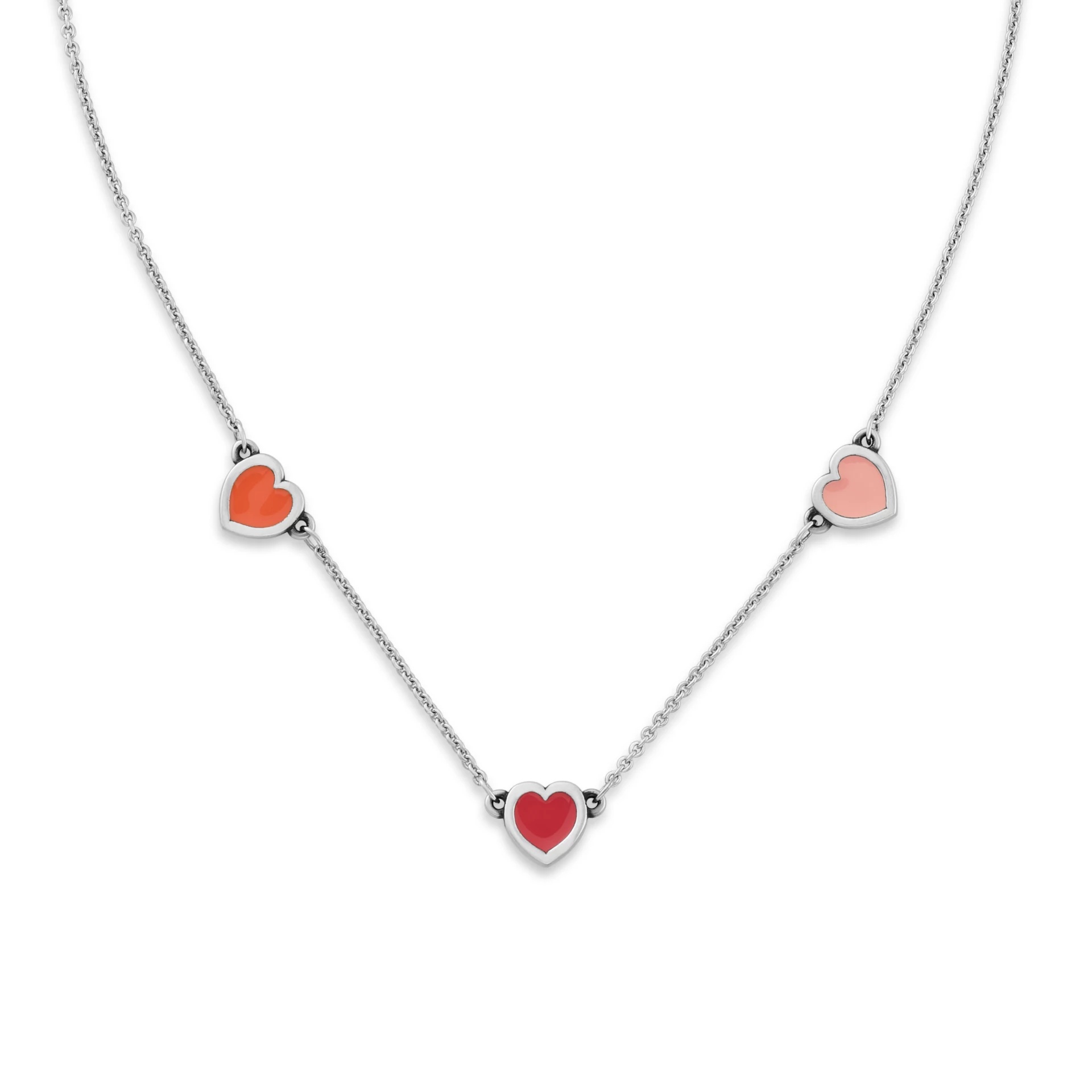 Enamel Connected Hearts Necklace