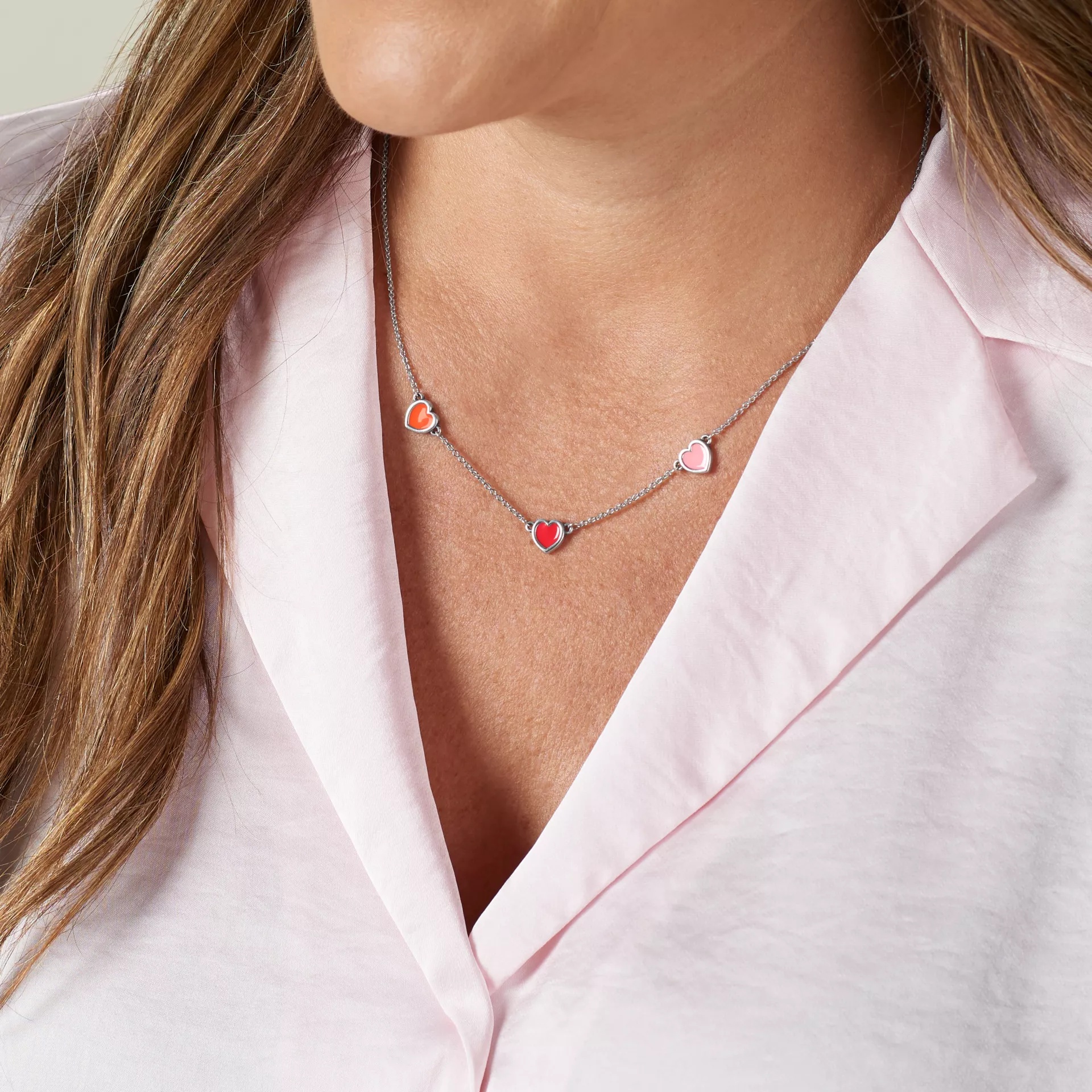 Enamel Connected Hearts Necklace - Image 5