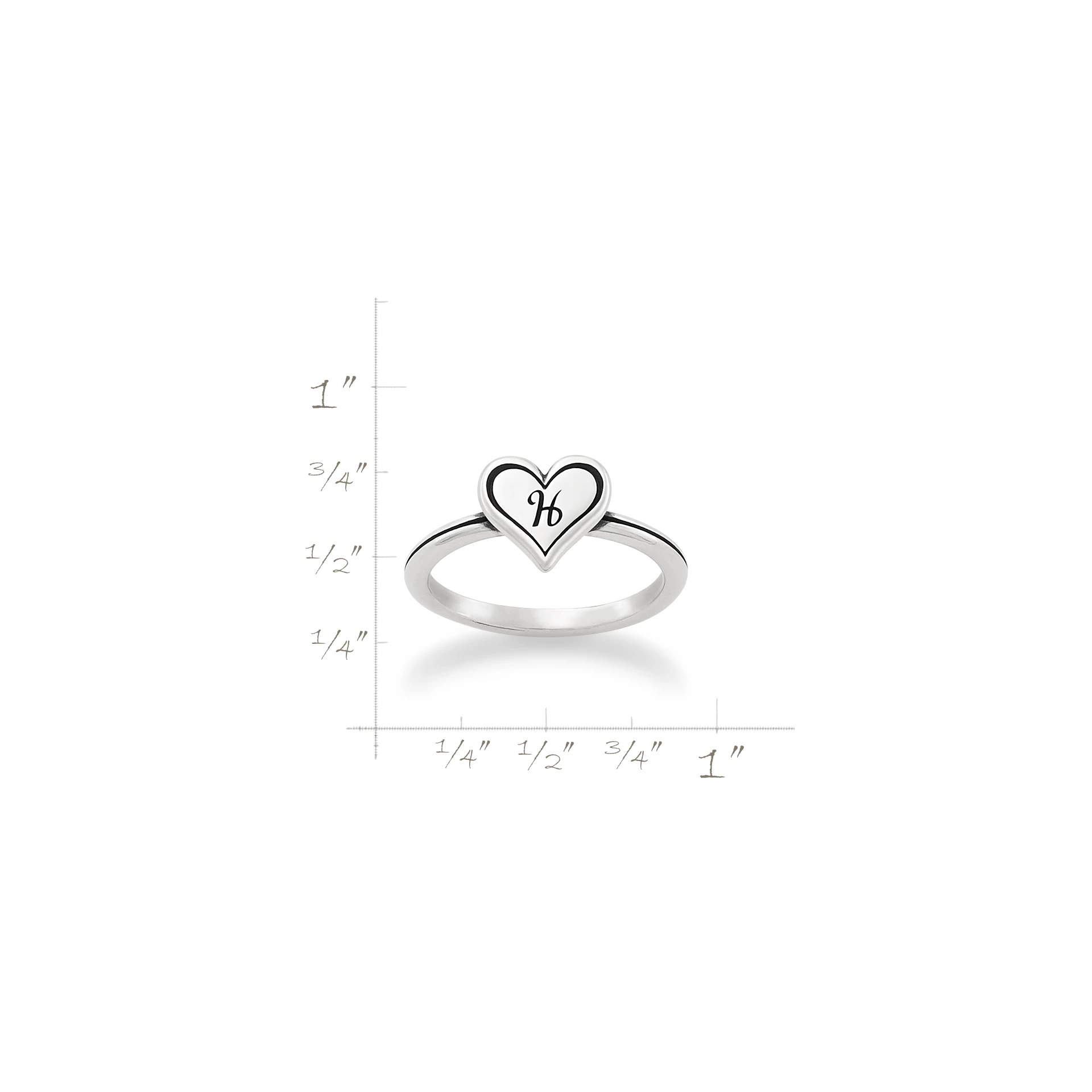 Delicate Heart Initial Ring - Image 4