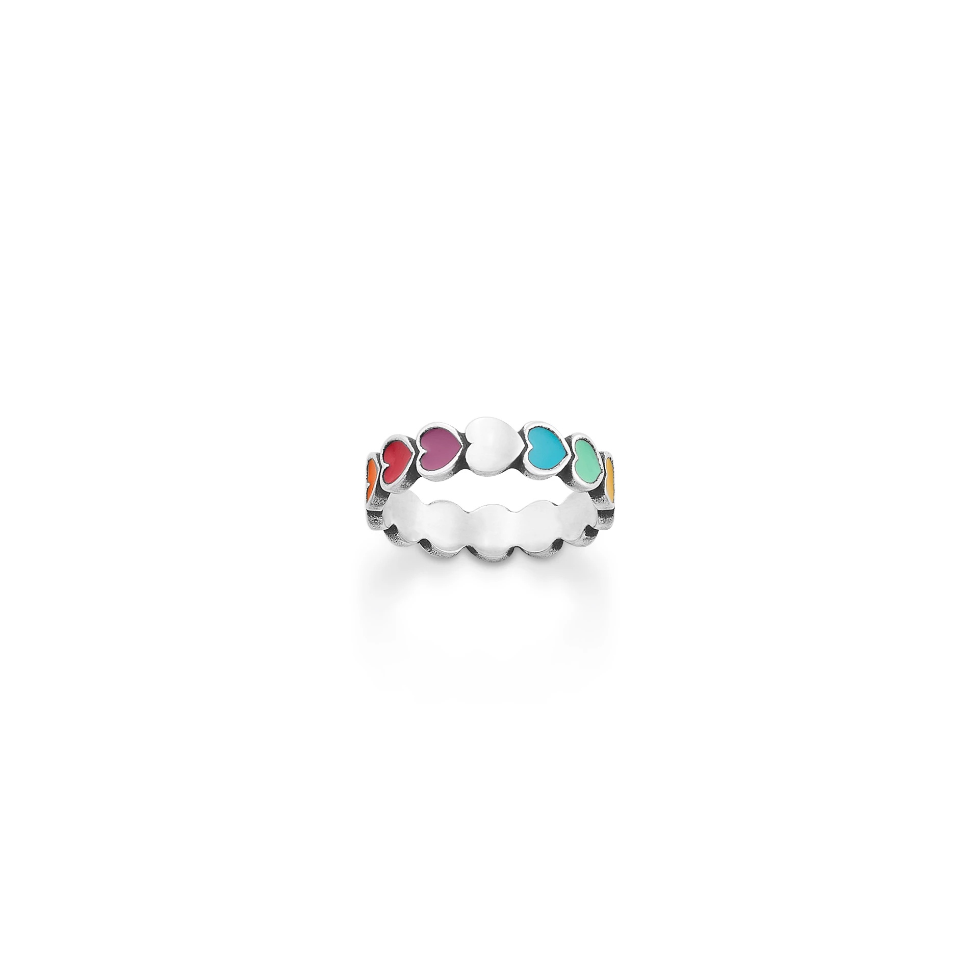 Enamel Connected Hearts Ring - Image 2