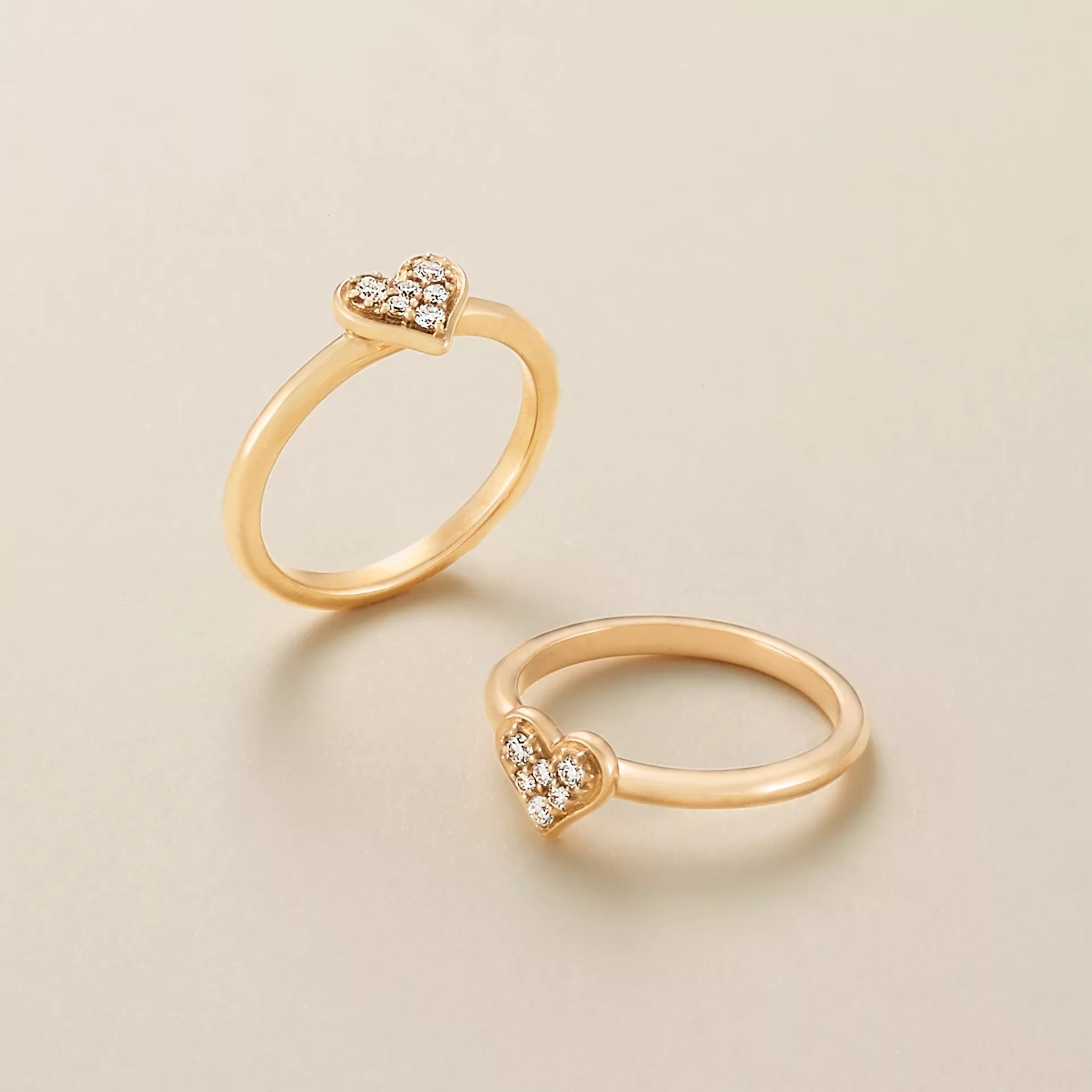 Delicate Pave Diamond Heart Ring - Image 2