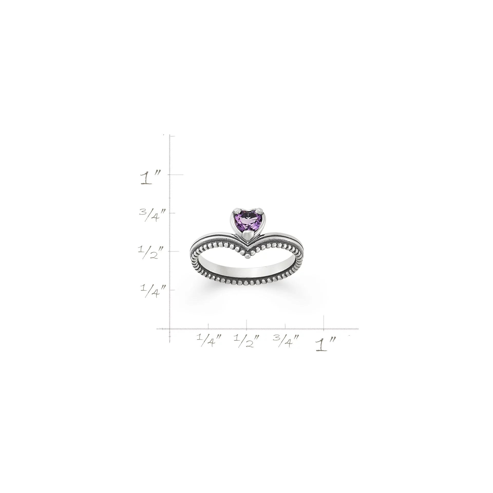 Beaded Chevron Heart Gemstone Ring - Image 5